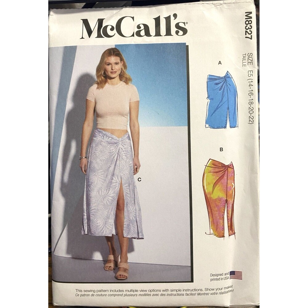 McCall's Skirt Bathing Suit Cover Up Size E5 14-16-18-20-22 New Uncut